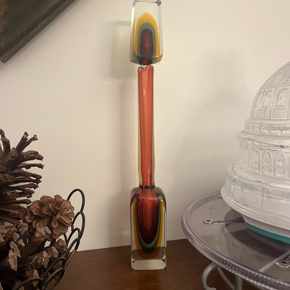 Vintage Murano glass decanter LARGE perfume decanter. Somerso classy style glass